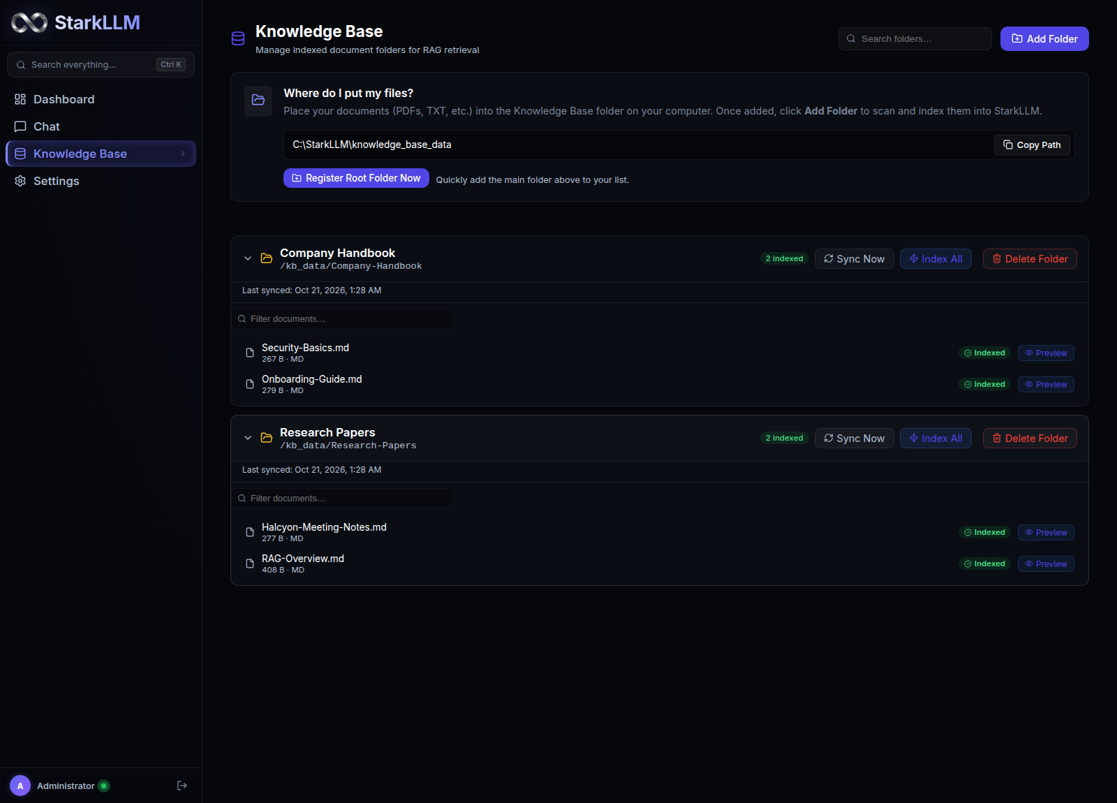 StarkLLM Knowledge Base Configuration