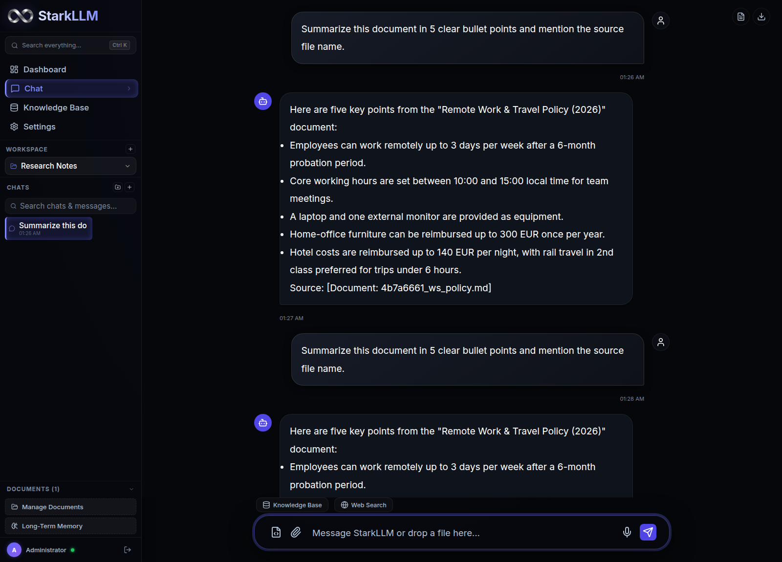 StarkLLM Document-Grounded Chat